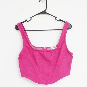 Superdown women's hot pink denim short sleeve crop top M